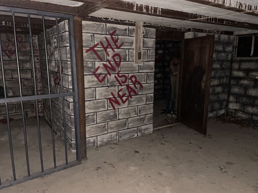The real bunker wall and steel door